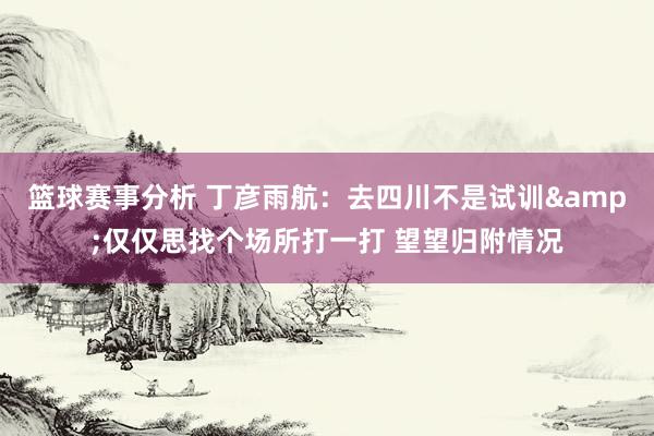 篮球赛事分析 丁彦雨航：去四川不是试训&仅仅思找个场所打一打 望望归附情况