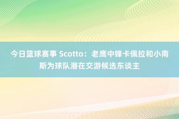 今日篮球赛事 Scotto：老鹰中锋卡佩拉和小南斯为球队潜在交游候选东谈主